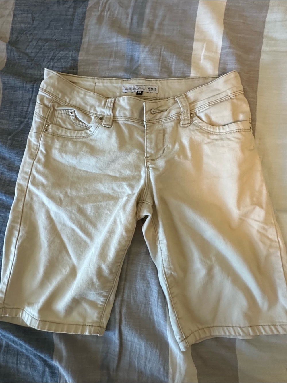 YMI Cream Denim Bermuda Shorts